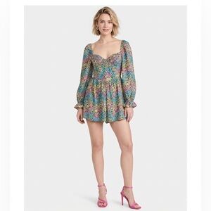 NWT For Love & Lemons Ruth Floral Mini Dress Size M 100% Organic Cotton